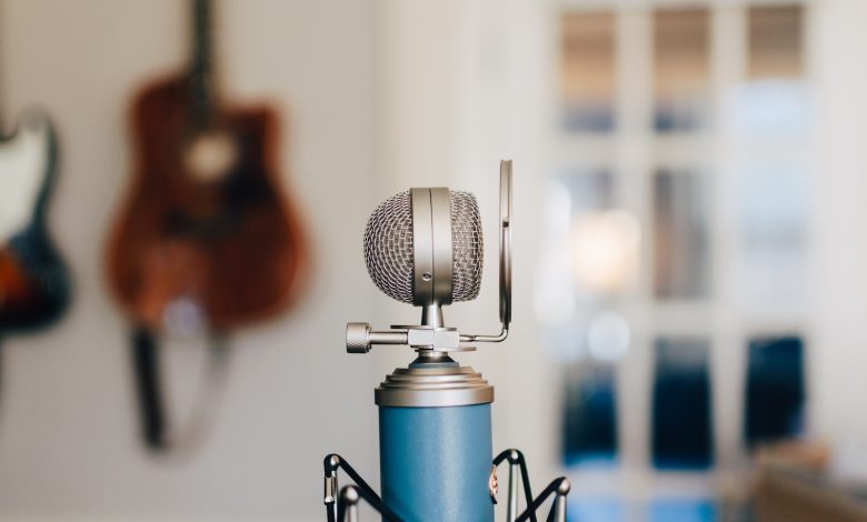 black and gray condenser microphone